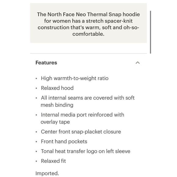 NORTH FACE Womens Neo Thermal Snap Hoodie Jacket EUC Heather Gray Knit Small S - Picture 2 of 12